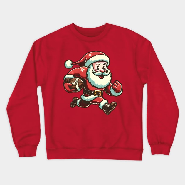 Retro Santa Claus Football Player Crewneck Sweatshirt by E